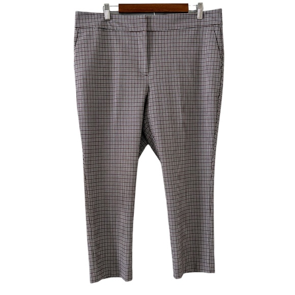 Ann Taylor Factory NEW Black & Burgundy Plaid Ankle Pants Size 14P - Picture 1 of 16